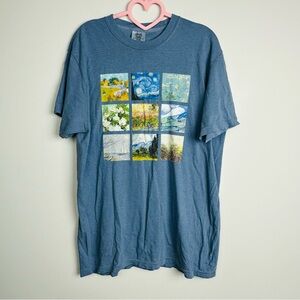 Comfort Colors Artistic Van Gogh Blue Tee Size Medium